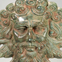 Vintage Patinated Cast Bronze North Wind Sculpture