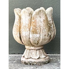 Vintage Patinated Cast Concrete Tulip Planter