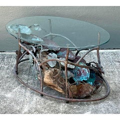 Vintage Patinated Copper Waterfall Coffee Table