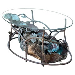 Vintage Patinated Copper Waterfall Coffee Table