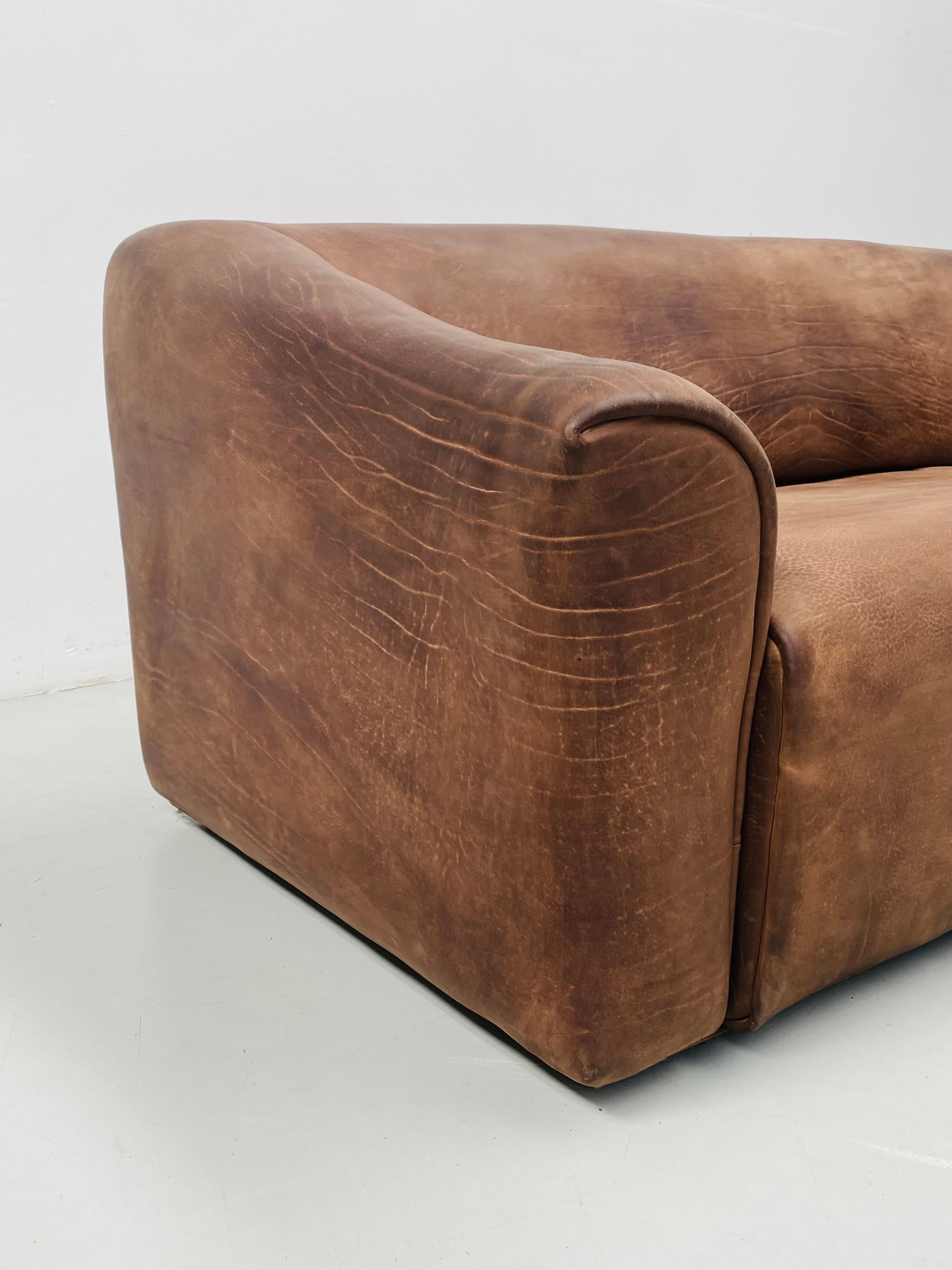 Vintage Patinated De Sede DS-47 Extendable Cognac Leather 3-Seater Sofa, 1970s 7