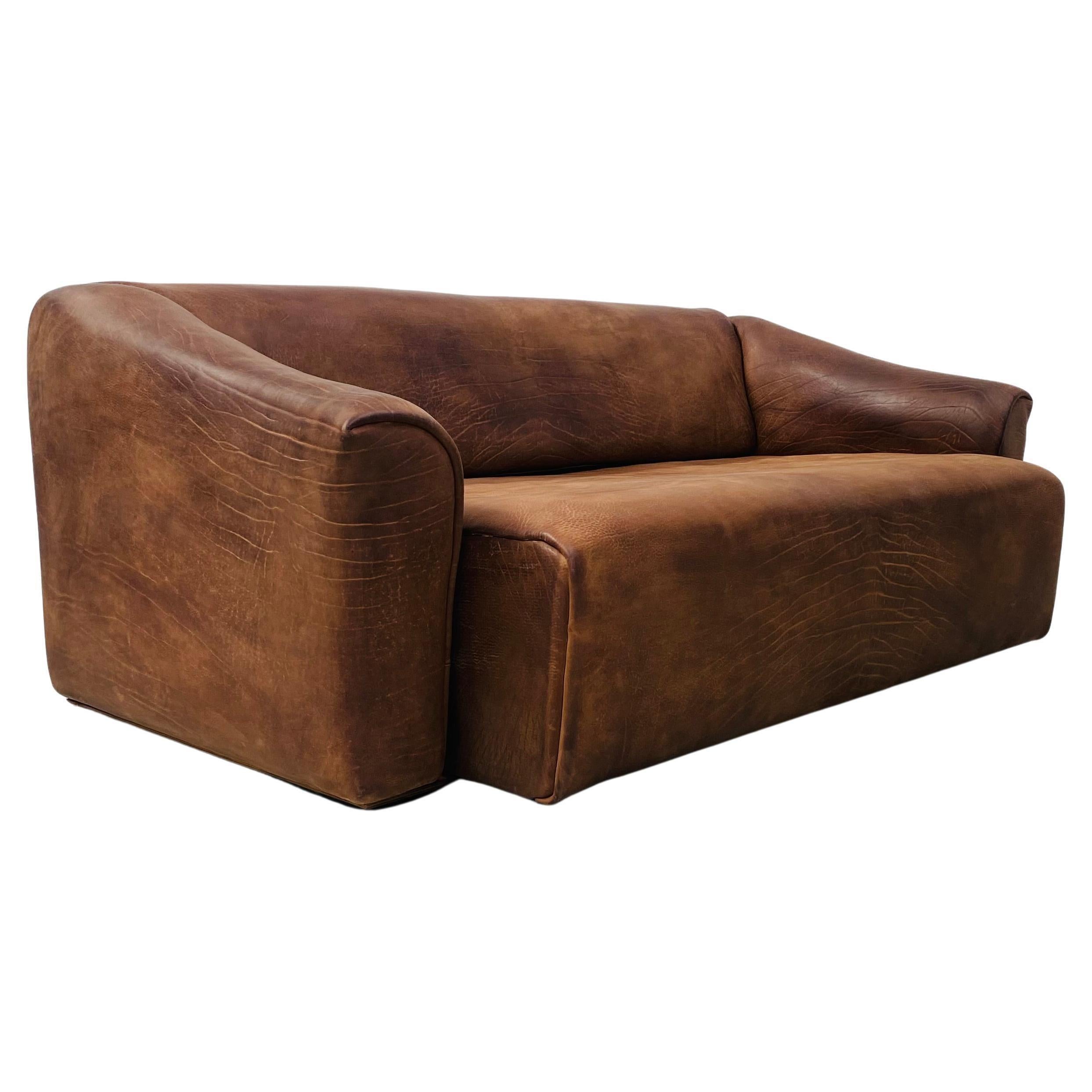 Swiss Vintage Patinated De Sede DS-47 Extendable Cognac Leather 3-Seater Sofa, 1970s
