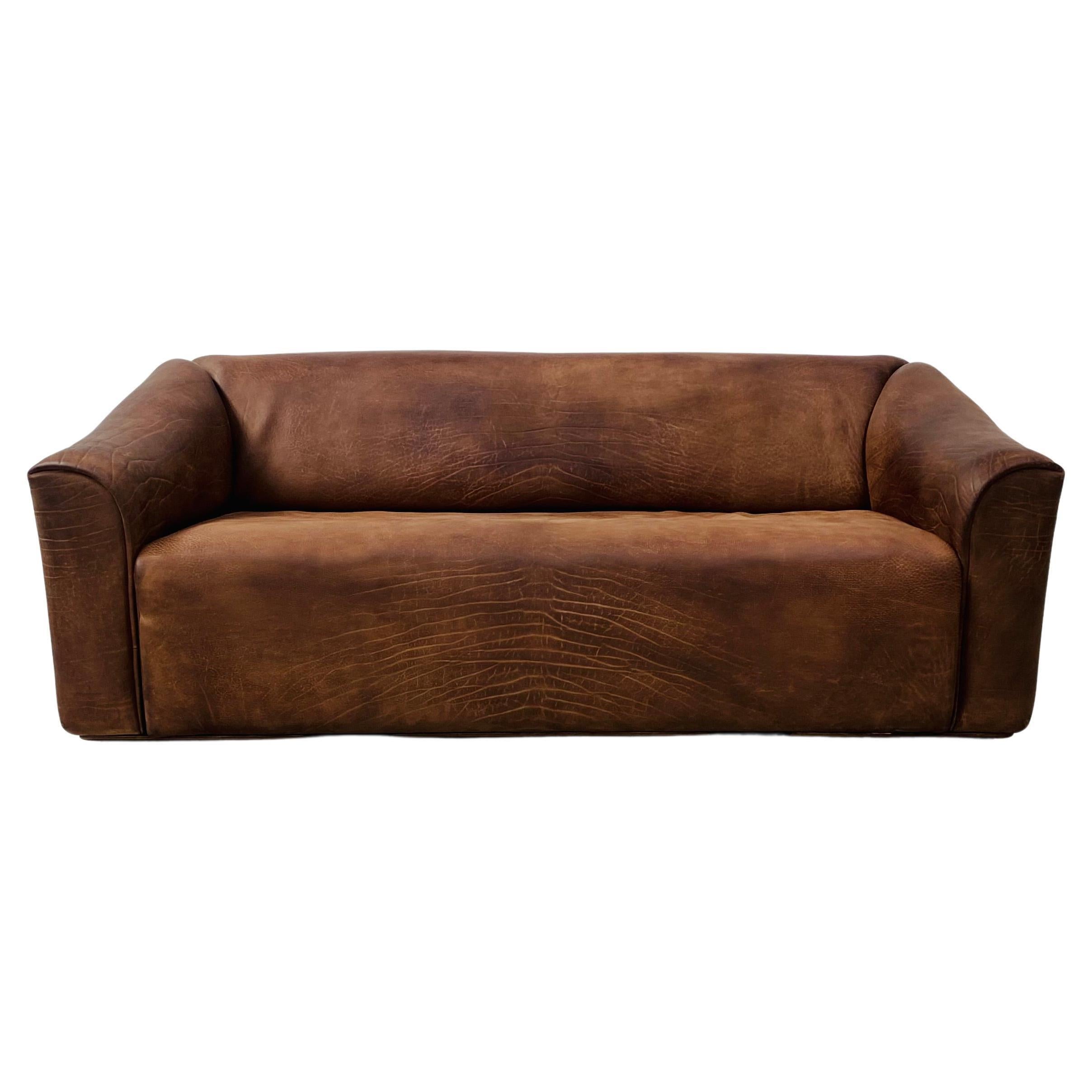 Vintage Patinated De Sede DS-47 Extendable Cognac Leather 3-Seater Sofa, 1970s In Good Condition In Eindhoven, Noord Brabant