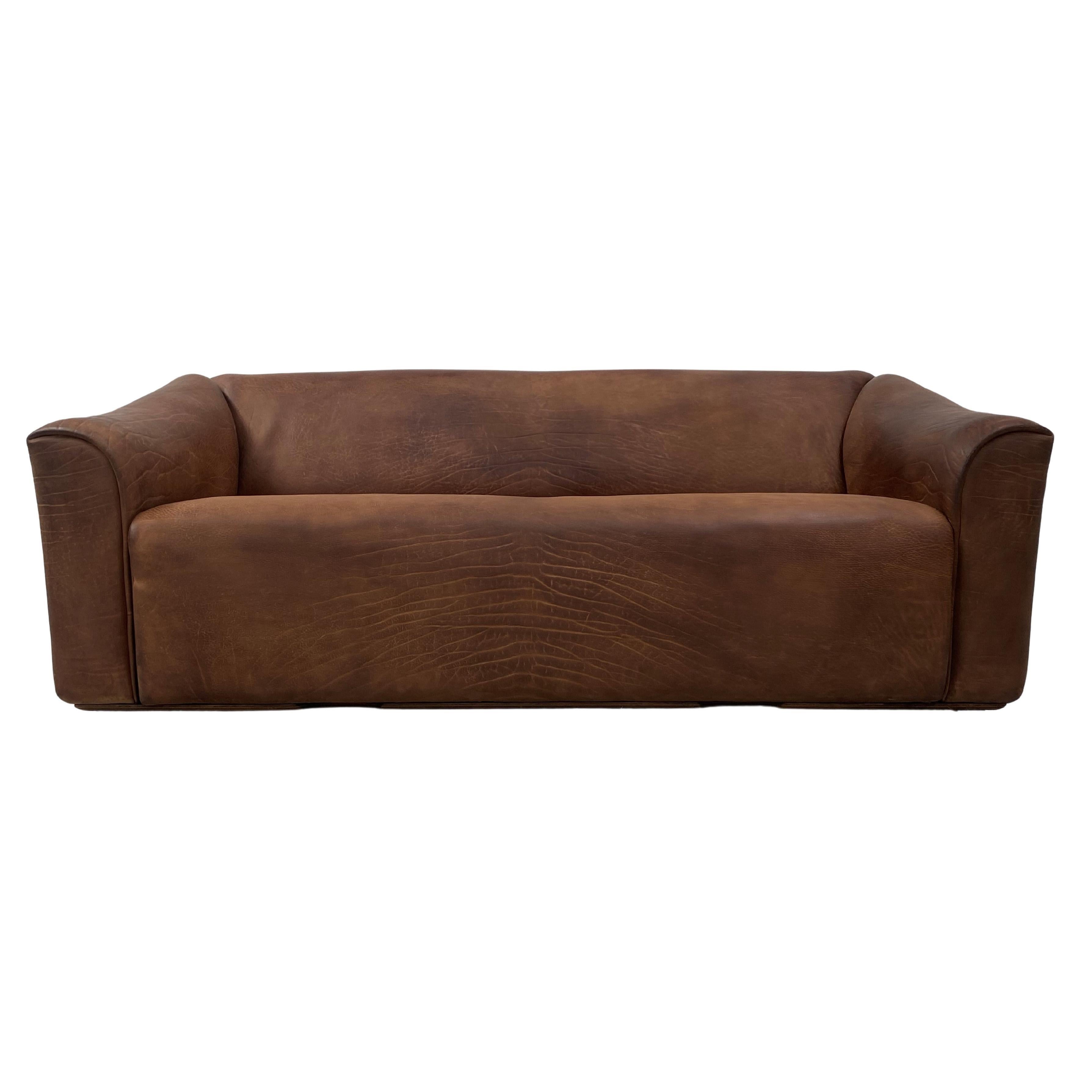 Vintage Patinated De Sede DS-47 Extendable Cognac Leather 3-Seater Sofa, 1970s 1