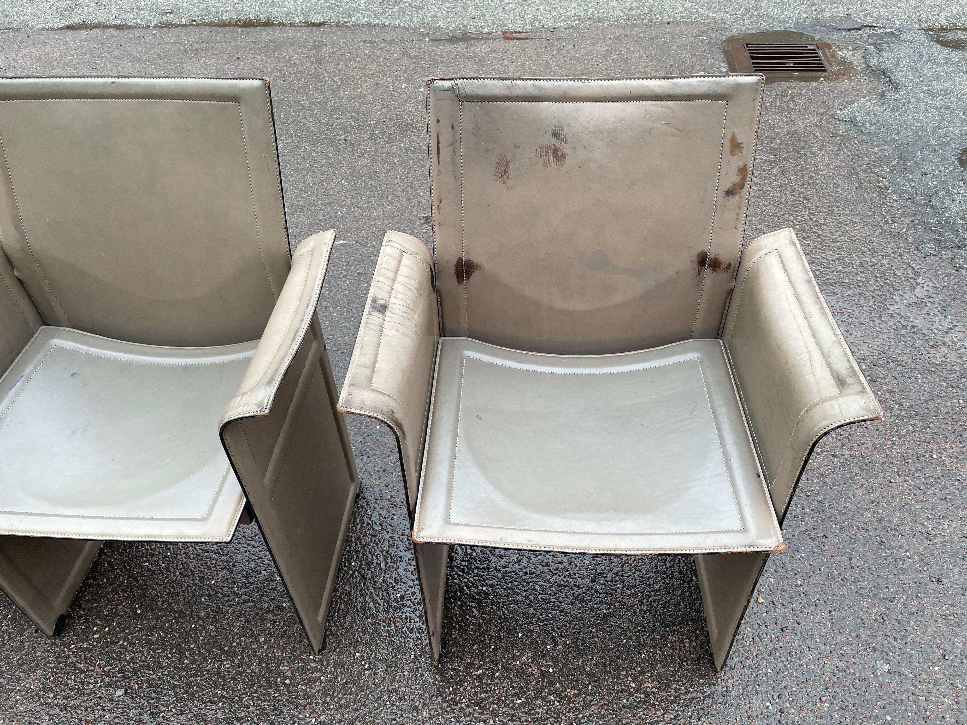 Italian Vintage patinated Dining Chairs by Tito Agnoli for Matteo Grassi, 1980, Set of 4 For Sale