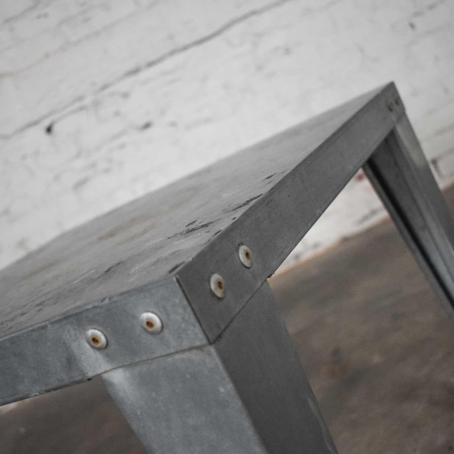 Vintage Patinated Galvanized Industrial Side or End Table 2