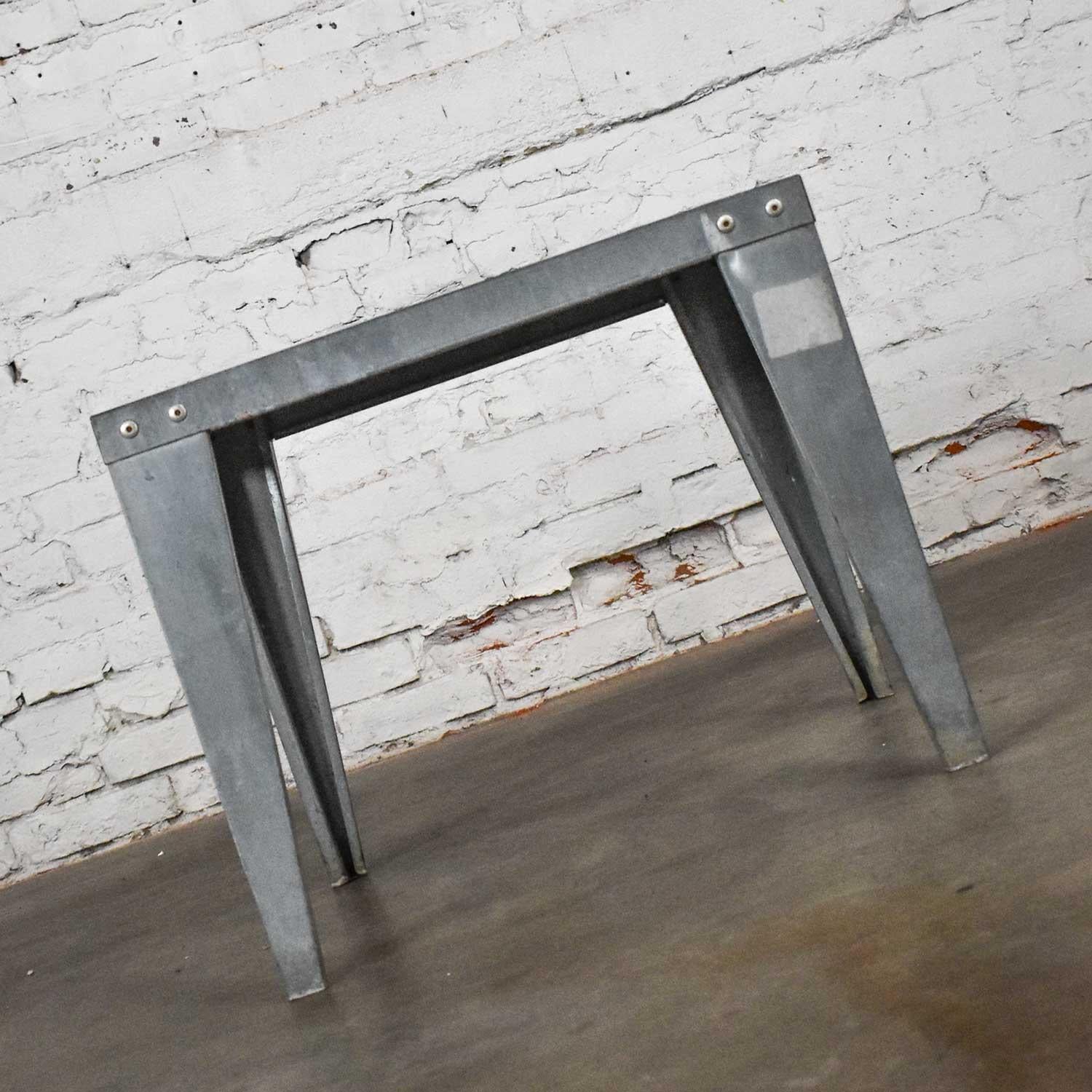 Vintage Patinated Galvanized Industrial Side or End Table 1