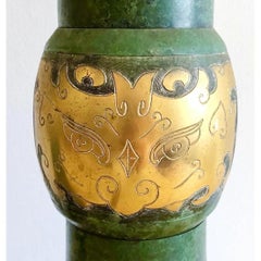 Vintage Patinated Green Brass Moorish Lamps After Pepe Mendoza, a Pair