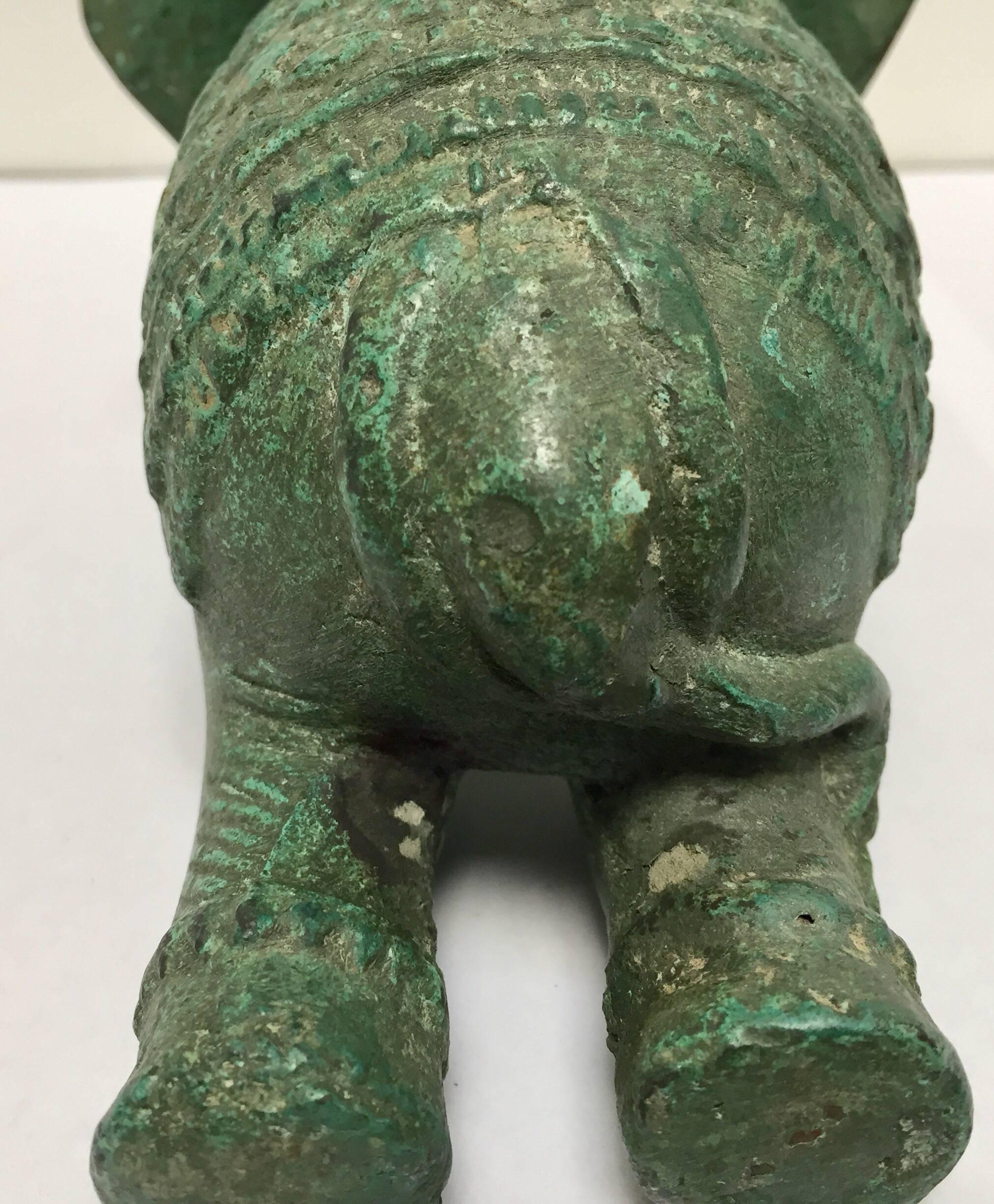 Vintage Patinated Green Metal Sculpture of an Elephant 5