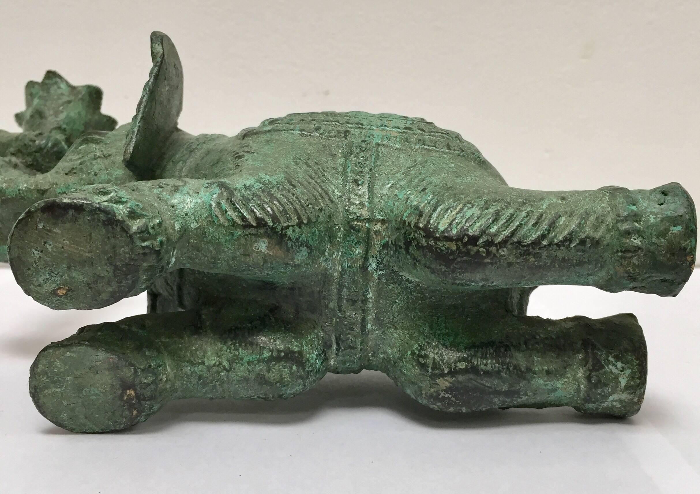 Vintage Patinated Green Metal Sculpture of an Elephant 6