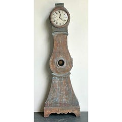 Vintage Patinated Gustavian Grandfather Clock