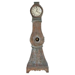 Vintage Patinated Gustavian Grandfather Clock