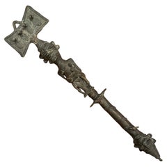 Vintage Patinated Indo-Tibetan Buddhism Bronze "Phurba" Ritual Dagger / Tool