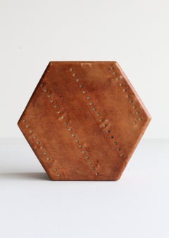 Vintage Patinated Leather and Brass Box