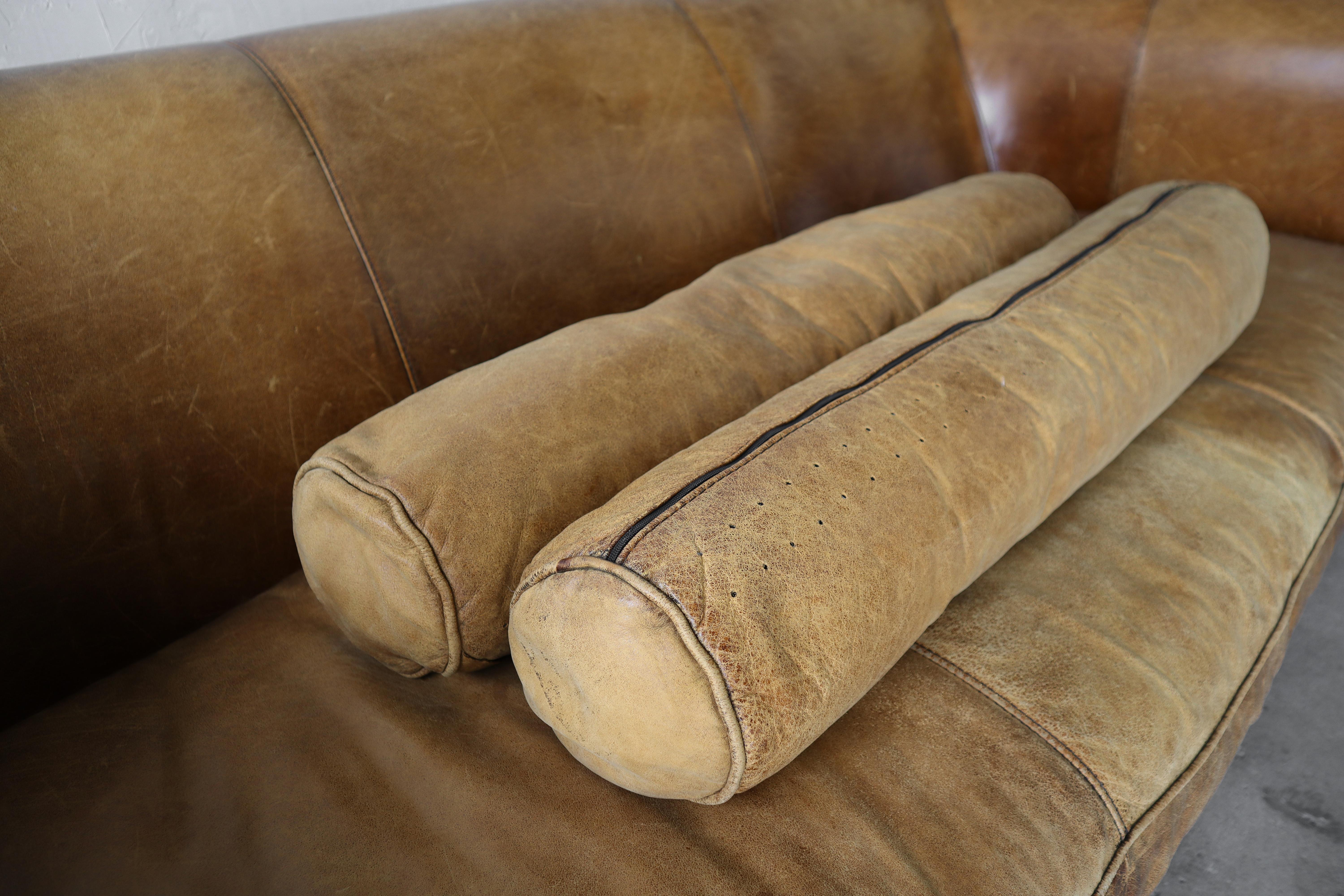 Vintage Patinated Leather Chesterfield Sofa 4