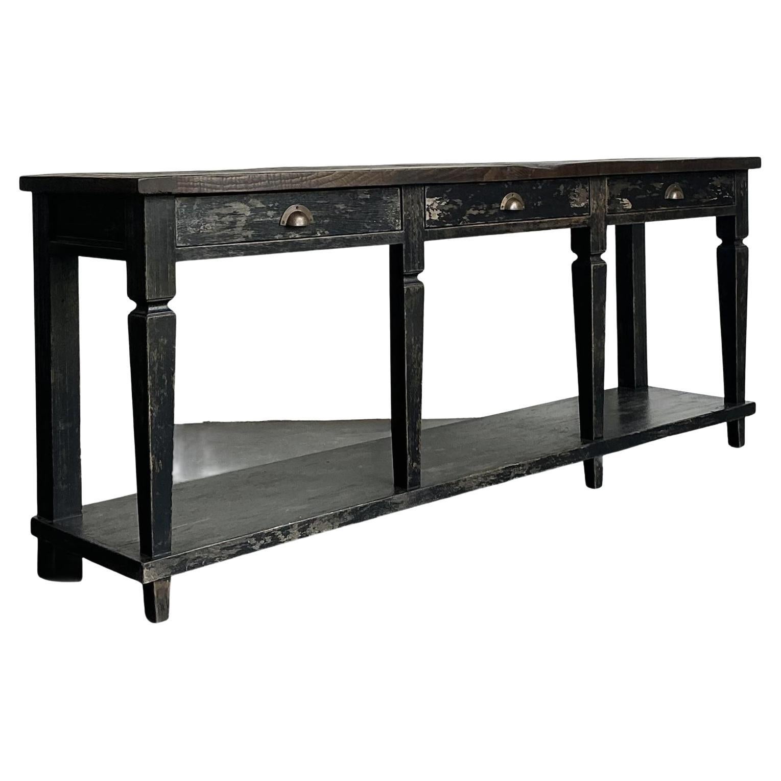 Vintage Patinated Long Console Table