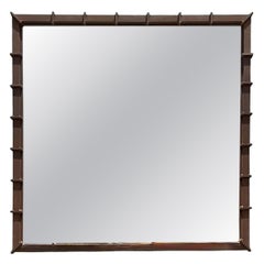 Vintage Patinated Metal and Mirrored Glass Wall Mirror