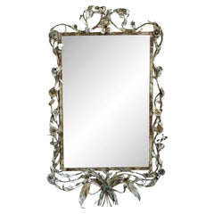 Espejo vintage enredadera floral de metal patinado
