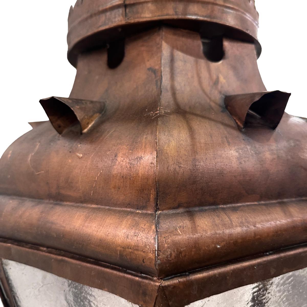Vintage Patinated Metal Lantern In Good Condition For Sale In New York, NY