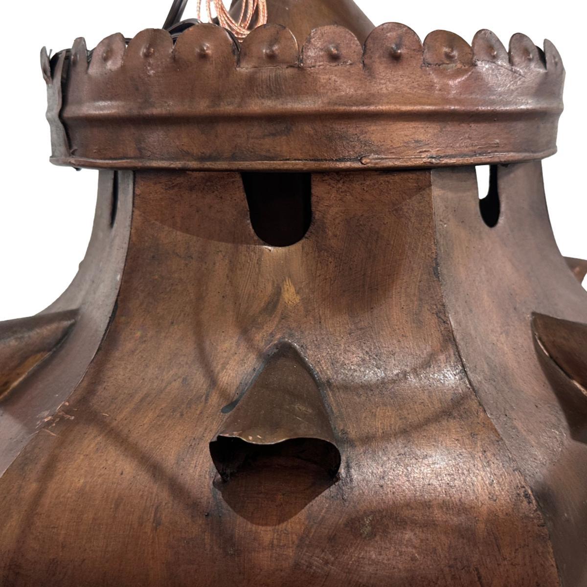 Vintage Patinated Metal Lantern For Sale 1