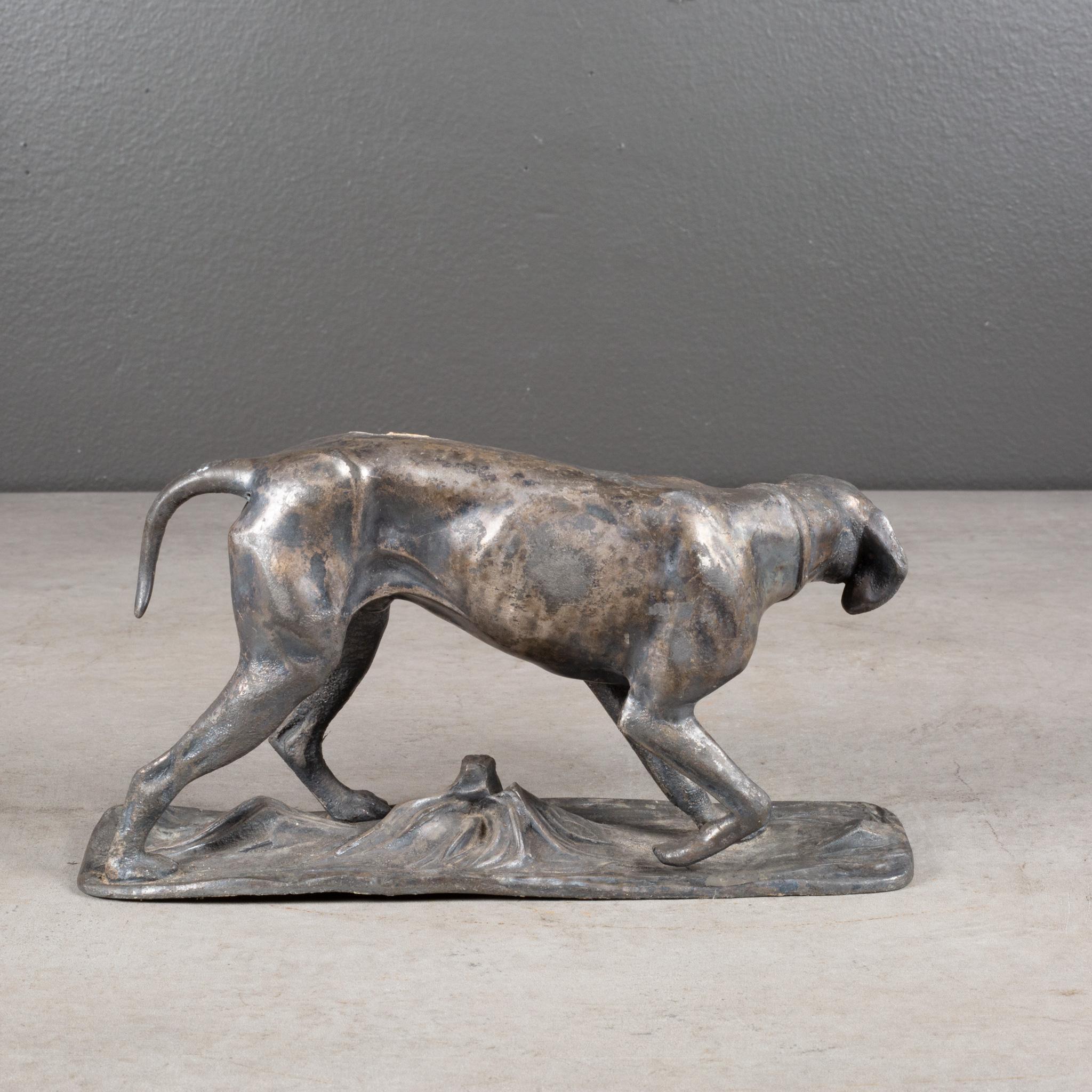 Vintage Patinated, Pewter Pointer Dog Sculpture In Good Condition In San Francisco, CA