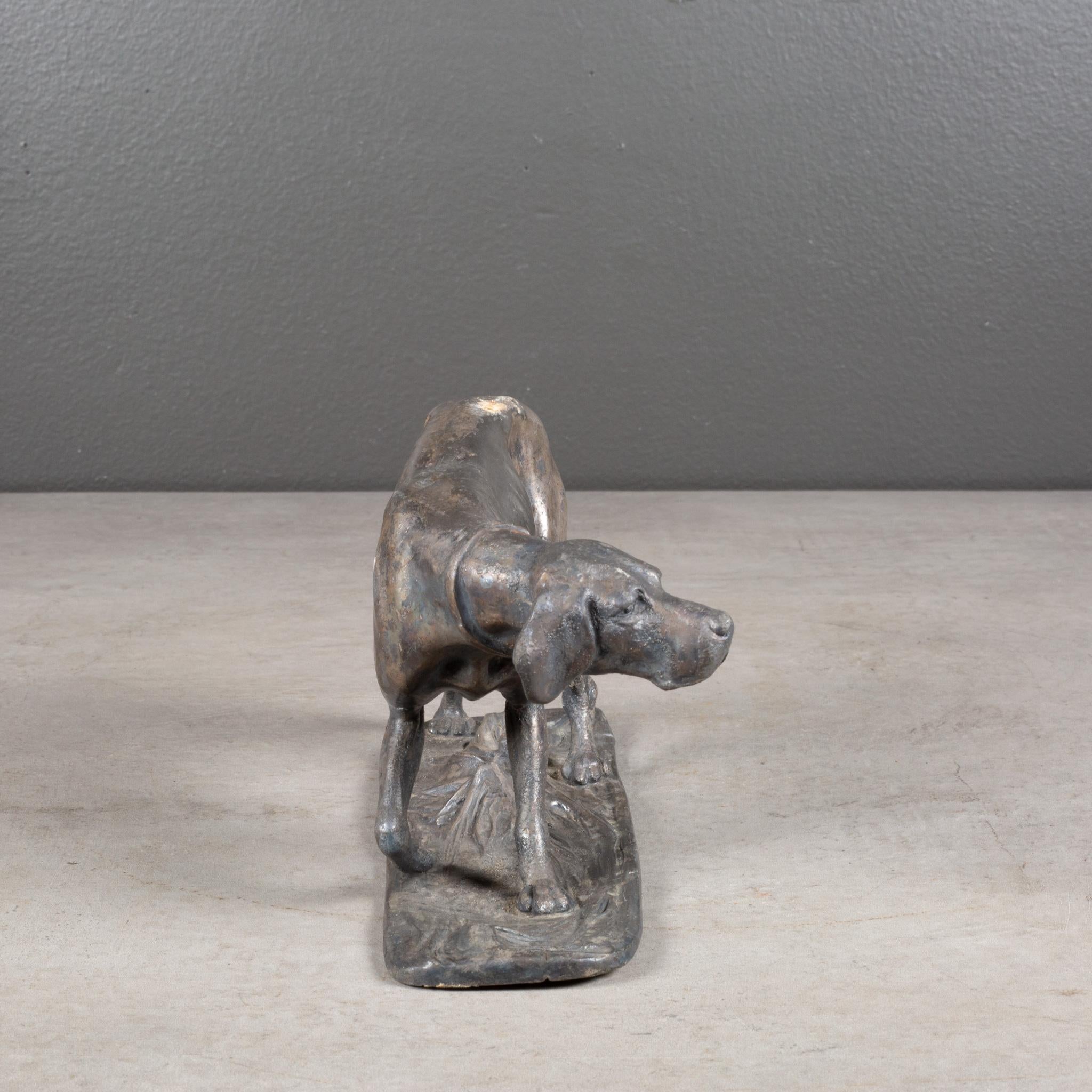 20th Century Vintage Patinated, Pewter Pointer Dog Sculpture