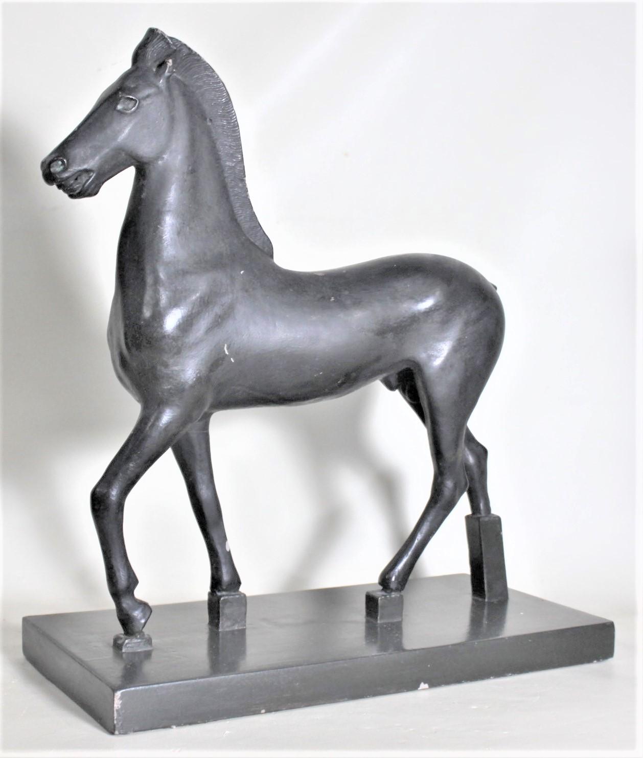20th Century Vintage Patinated Plaster Greco-Roman Stylized Horse Museum Model or Sculpture For Sale