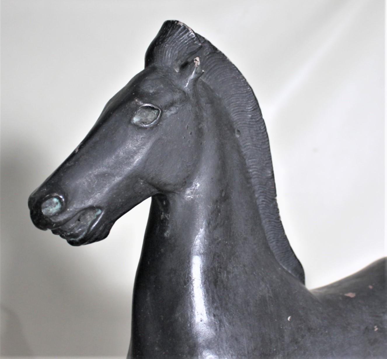 Vintage Patinated Plaster Greco-Roman Stylized Horse Museum Model or Sculpture For Sale 1