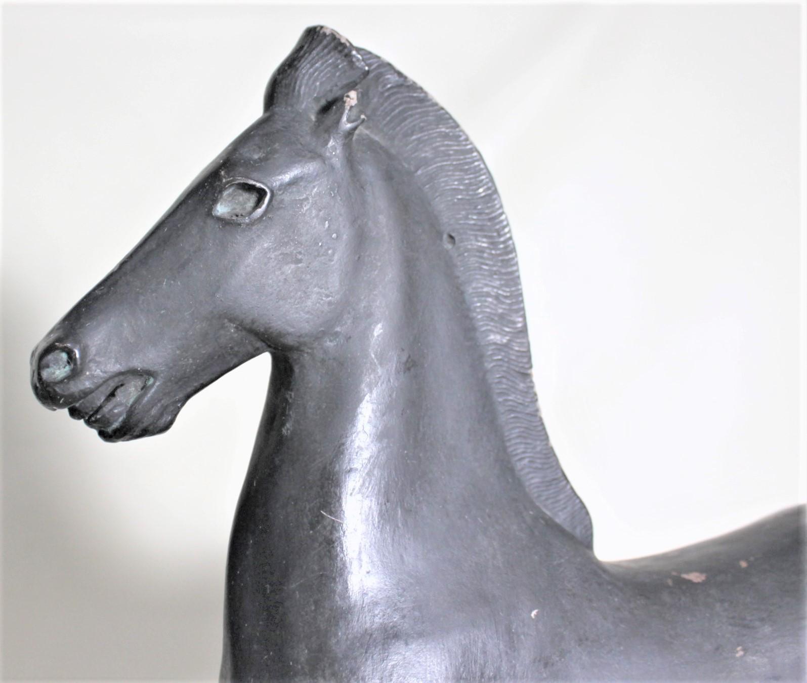 Vintage Patinated Plaster Greco-Roman Stylized Horse Museum Model or Sculpture For Sale 2