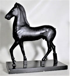 Vintage Patinated Plaster Greco-Roman Stylized Horse Museum Model or Sculpture