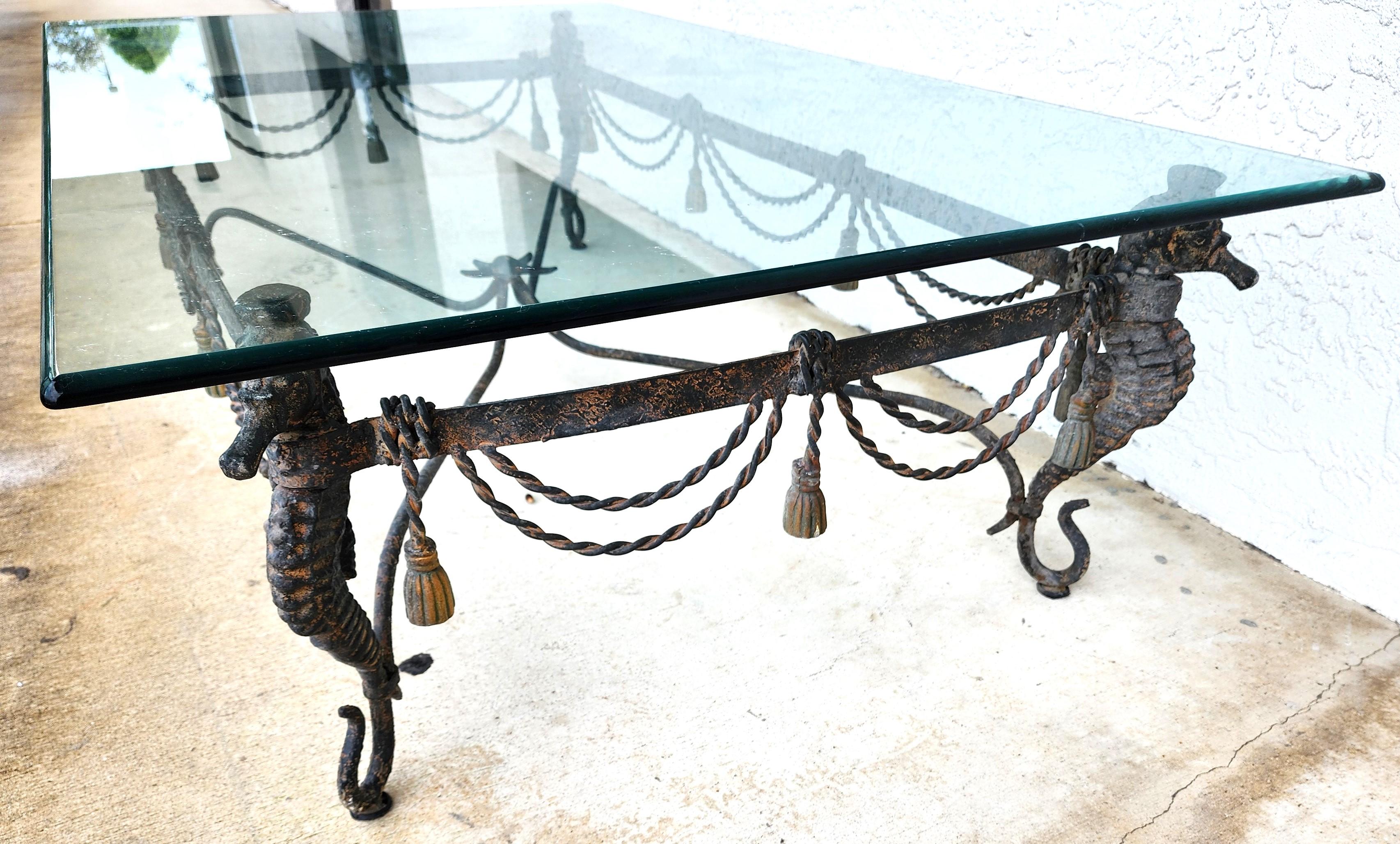 Mid-20th Century Vintage Patinated Seahorse & Starfish Coffee Table  For Sale
