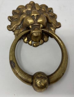 Vintage patiniert massivem Messingguss Löwenkopf Türklopfer