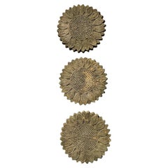 Vintage Patinated Sunflower Cast Concrete Pavers - Set of 3 Vintage Patinated Sunflower Cast Concrete Pavers - Set of 3