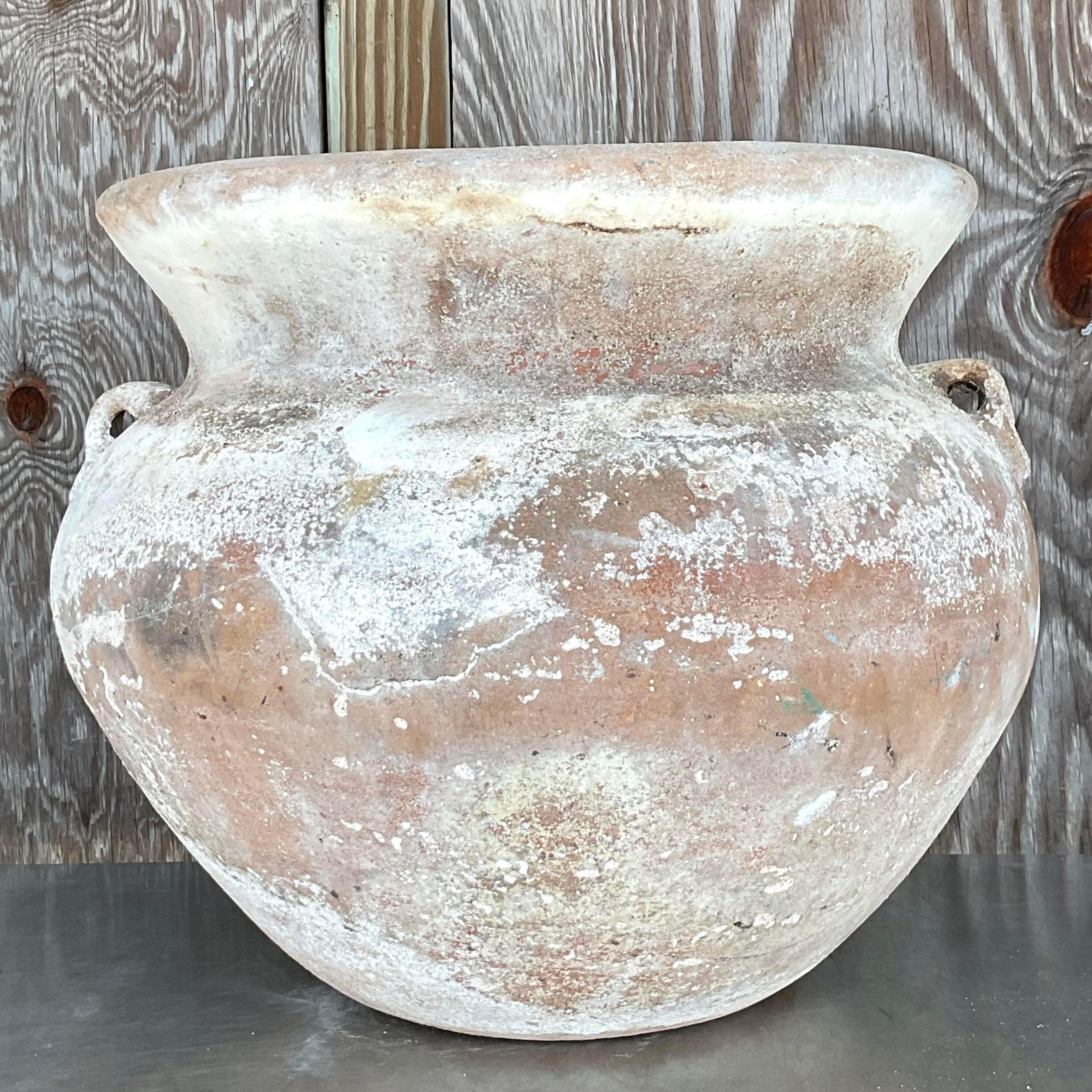 Jardinera vintage de terracota patinada Terracota en venta