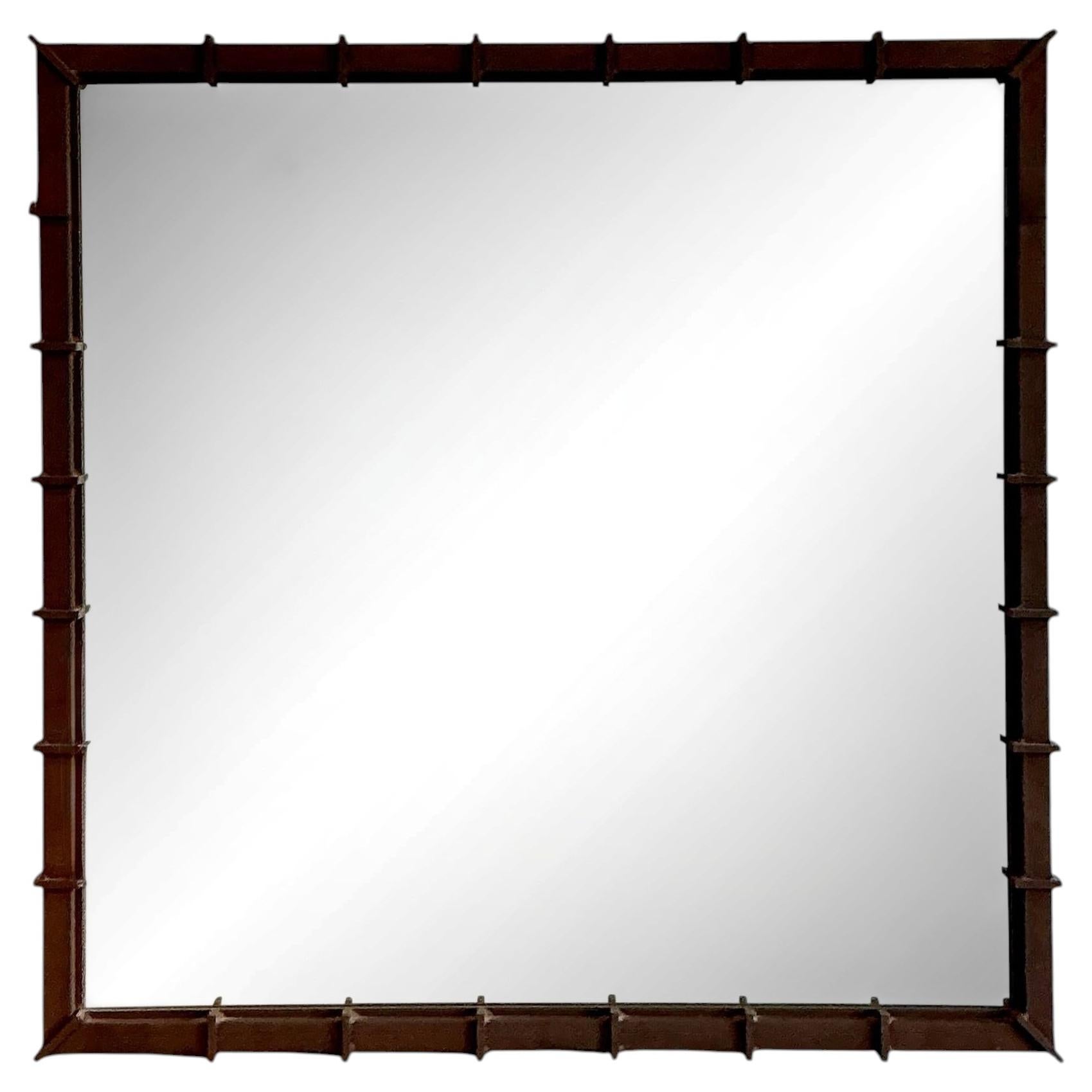 Vintage Patinated Wrought Iron Mirror