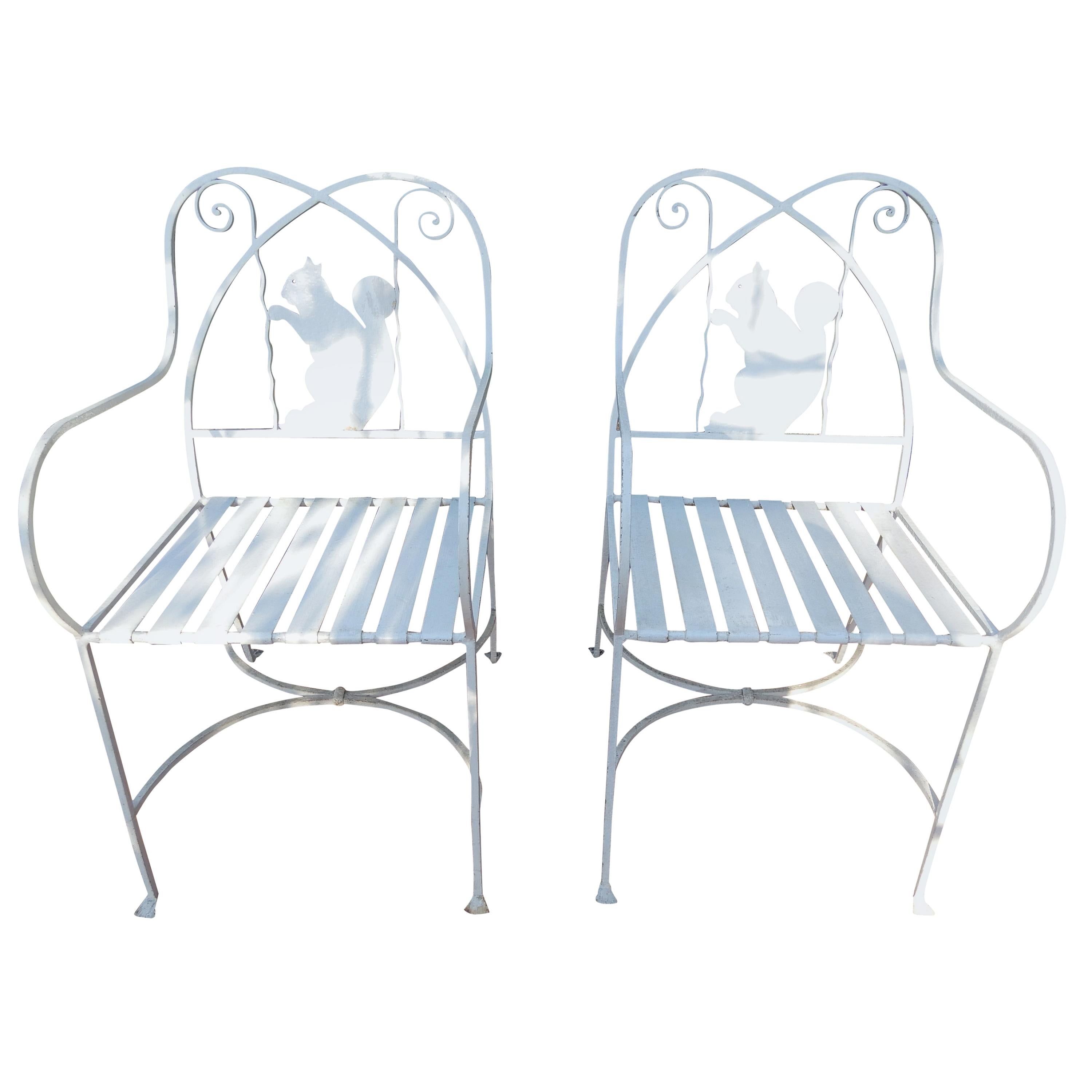 Vintage Patio or Garden Chairs, with Squirrel Backs For Sale