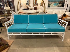 Vintage Patio Outdoor Sofa Faux Bamboo Metal New  Powdercoat Sunbrella Cushions