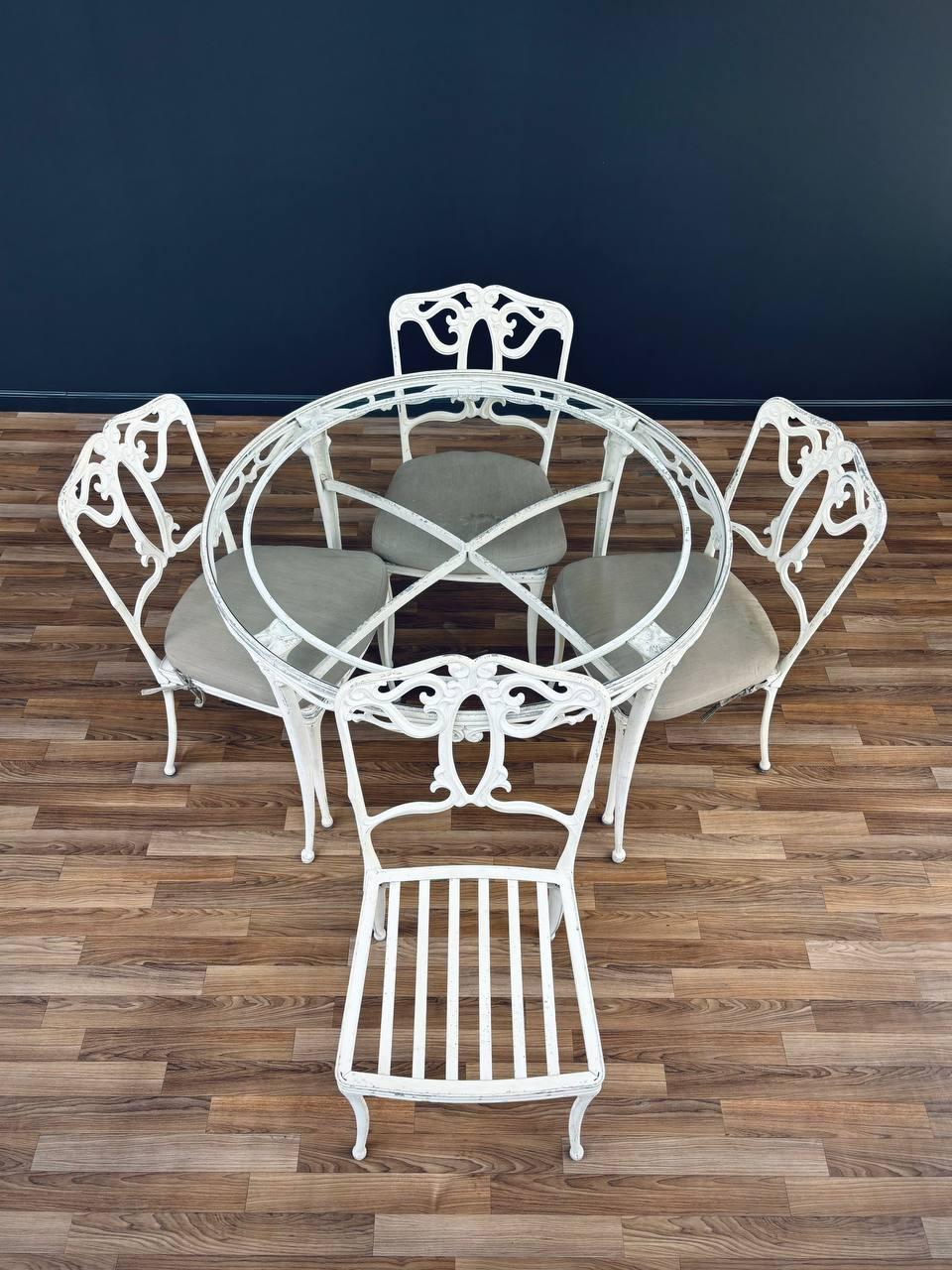 Dimensions: 
Table:
29.25”H x 42.25”W x 42.25”D
Chairs:
34.50”H x 18.75”W x 22.25” D
Seat Height 19
