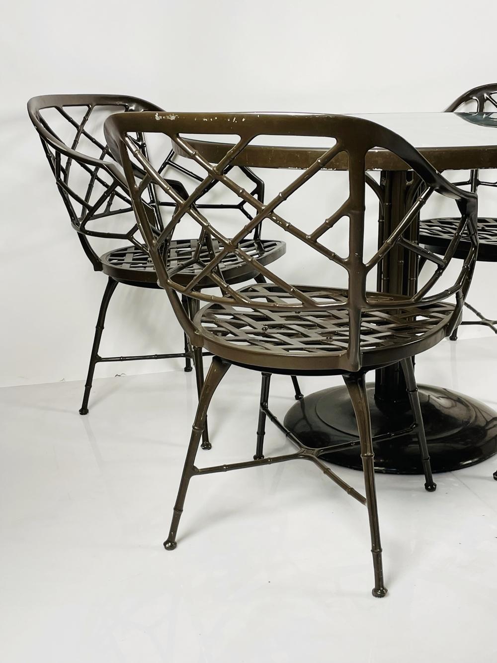 Vintage Patio Set, Table & 4 Chairs, by Brown Jordan In Fair Condition For Sale In Los Angeles, CA