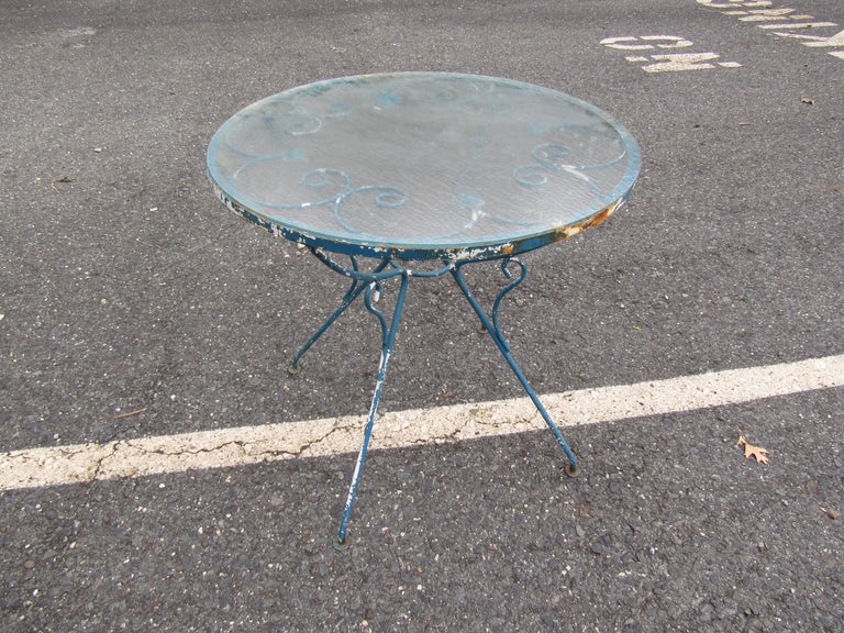 Vintage Patio Table with Glass Top at 1stDibs