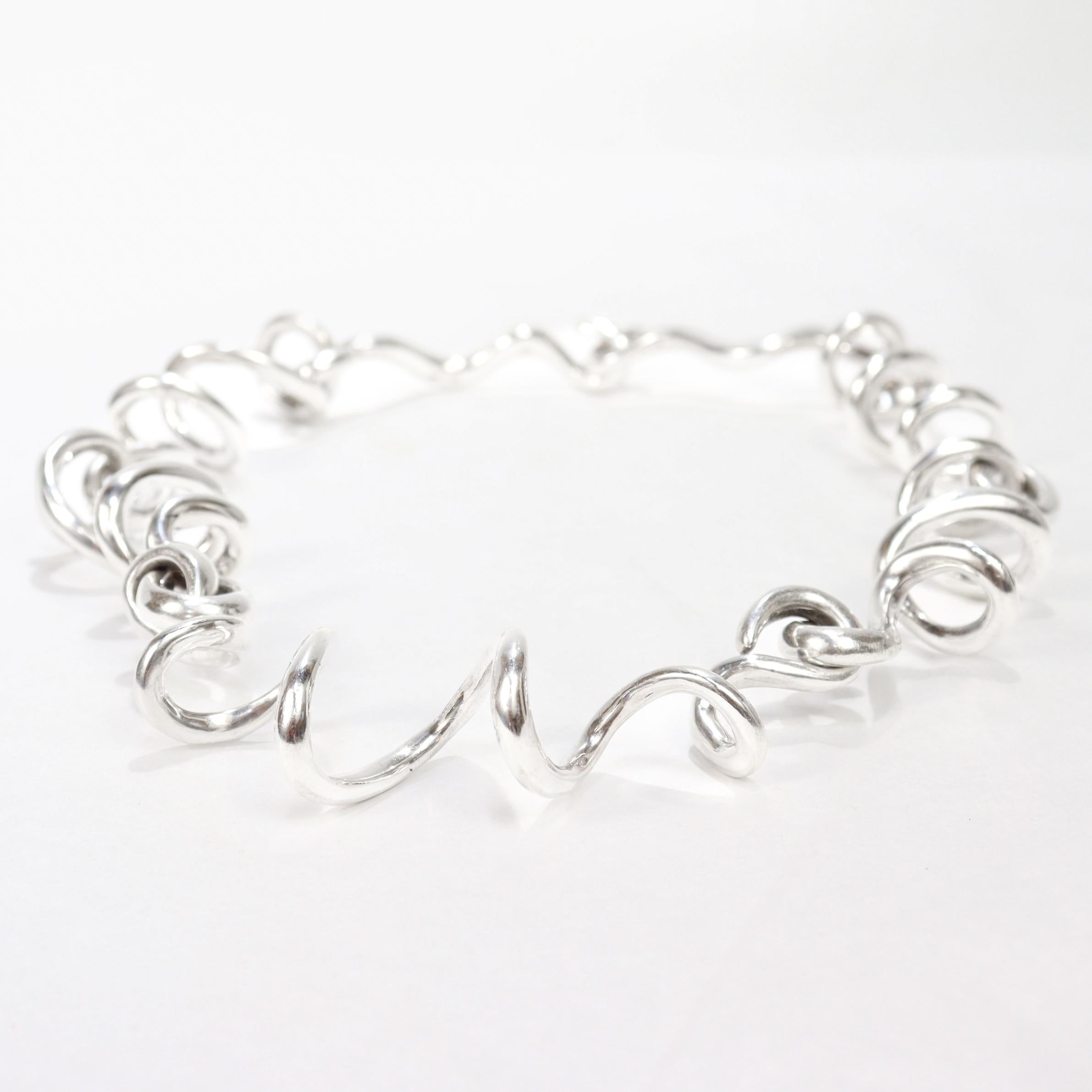 Vintage Patricia von Musulin Collana moderna scultorea a spirale in argento sterling in vendita 5