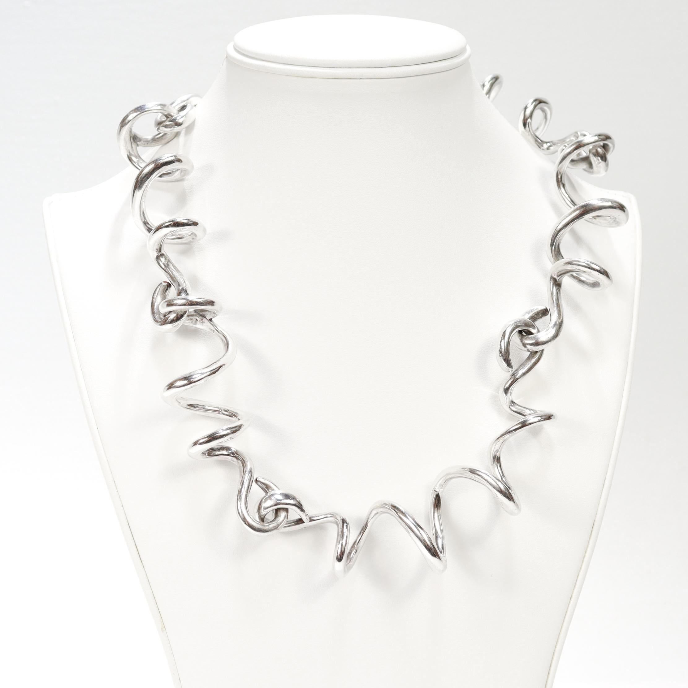 Donna Vintage Patricia von Musulin Collana moderna scultorea a spirale in argento sterling in vendita