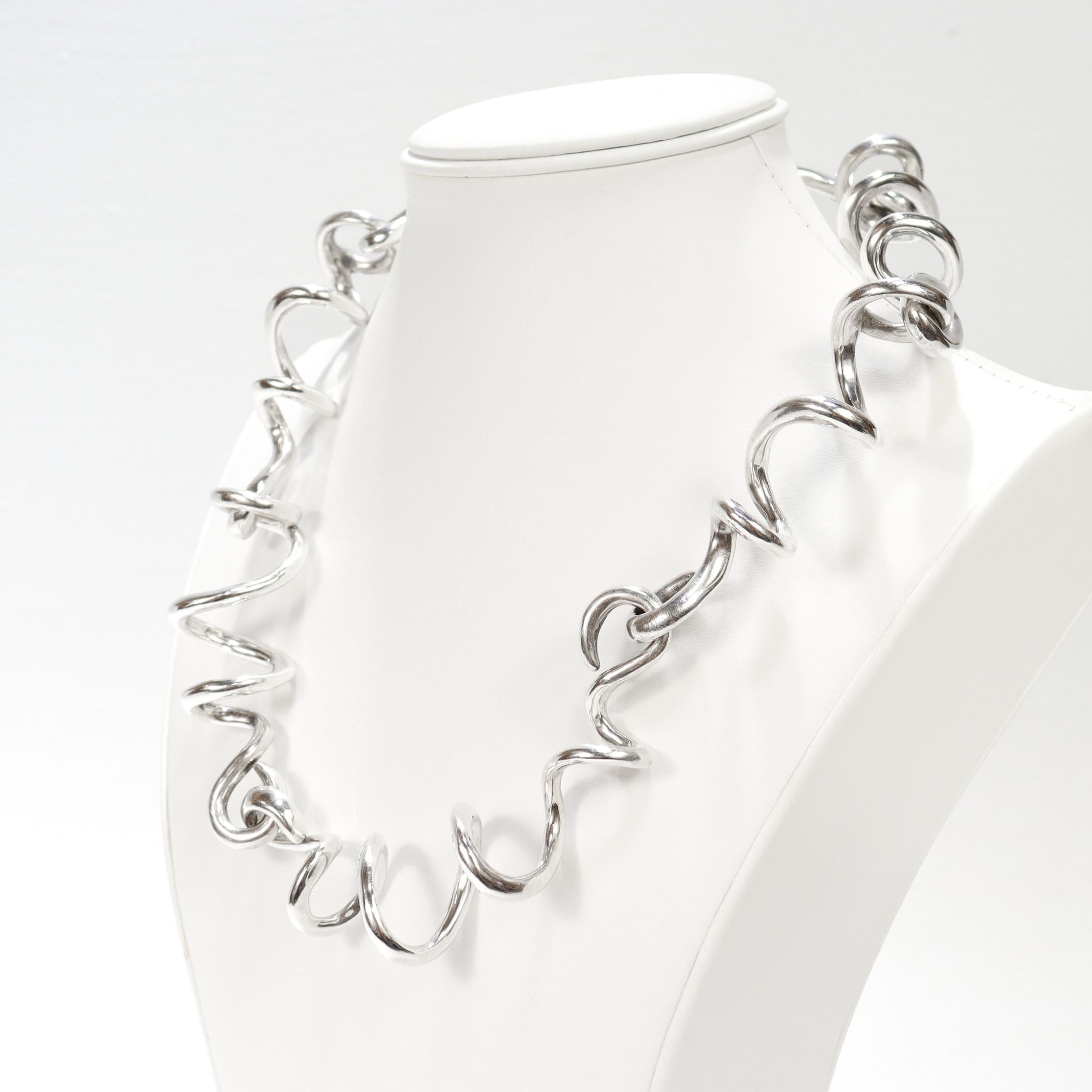 Vintage Patricia von Musulin Collana moderna scultorea a spirale in argento sterling in vendita 1