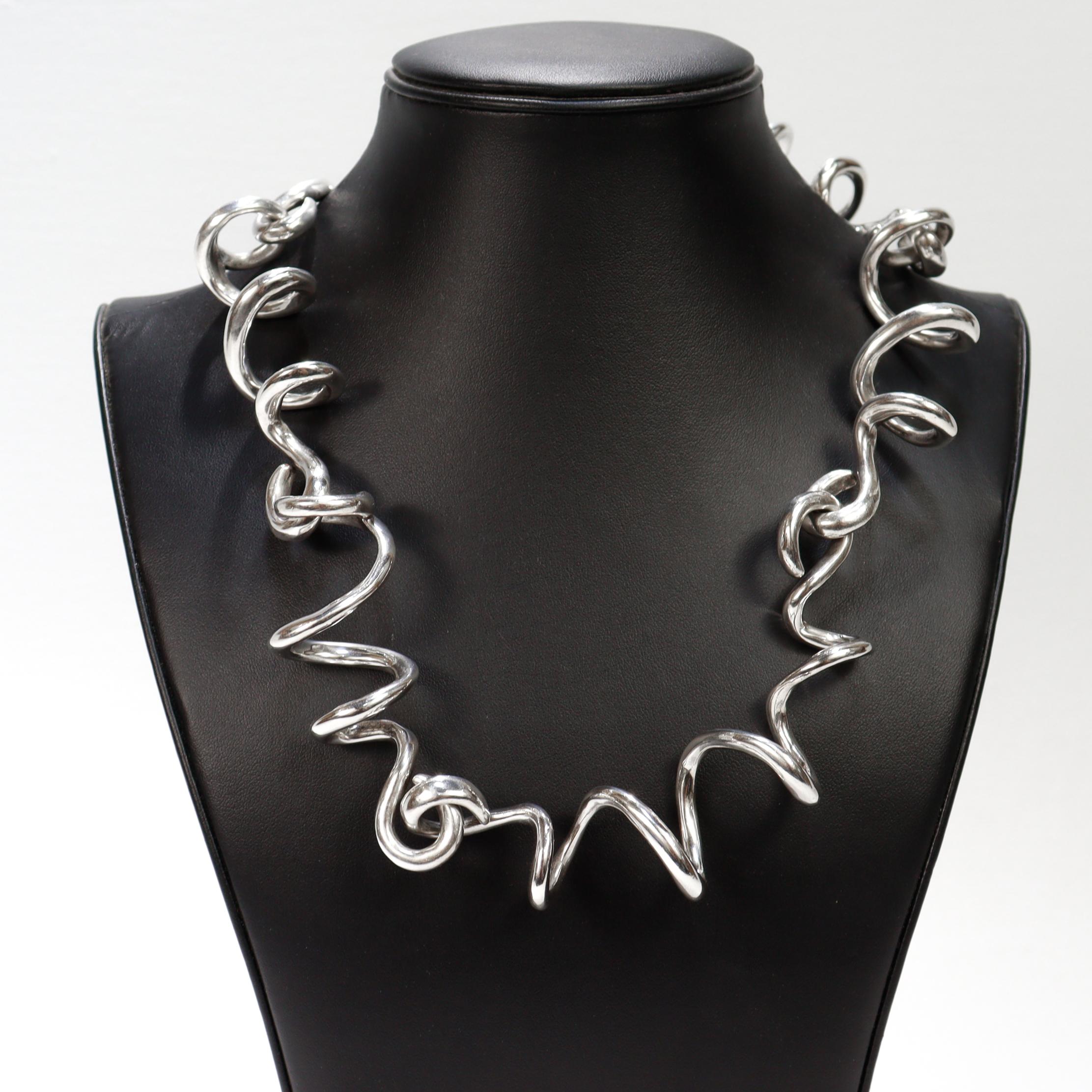 Vintage Patricia von Musulin Collana moderna scultorea a spirale in argento sterling in vendita 2