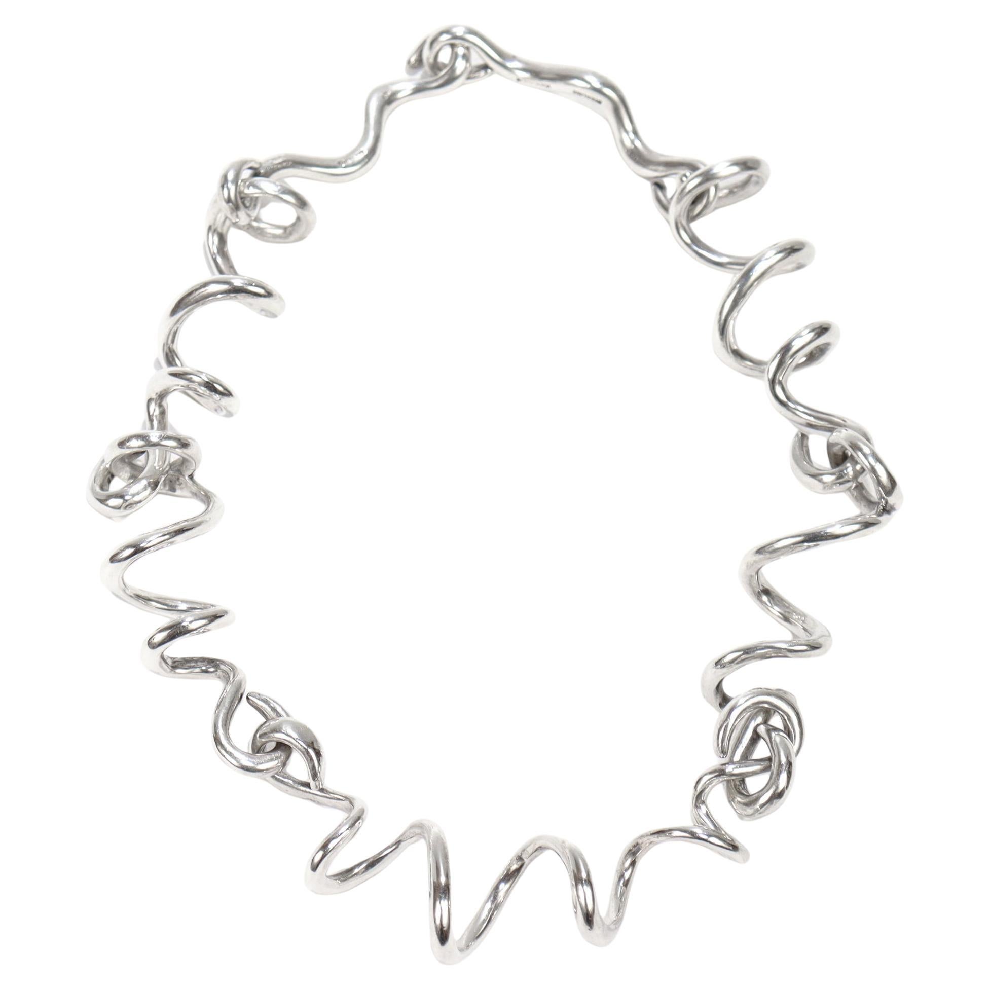 Vintage Patricia von Musulin Collana moderna scultorea a spirale in argento sterling in vendita