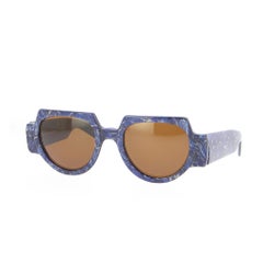 Vintage Patrick Kelly 1980s Marbled Blue Acetate Unisex Sunglasses