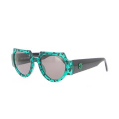 Vintage 1980s Patrick Kelly Leo Green Acetate Unisex Sunglasses