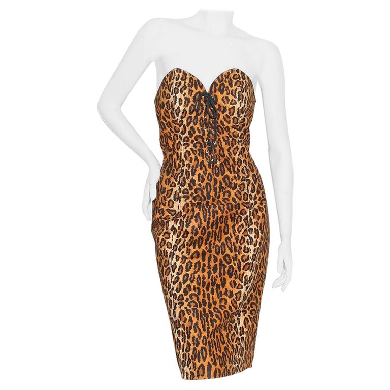 Patrick Kelly Spring/Summer 1989 Leopard Bustier Dress at 1stDibs