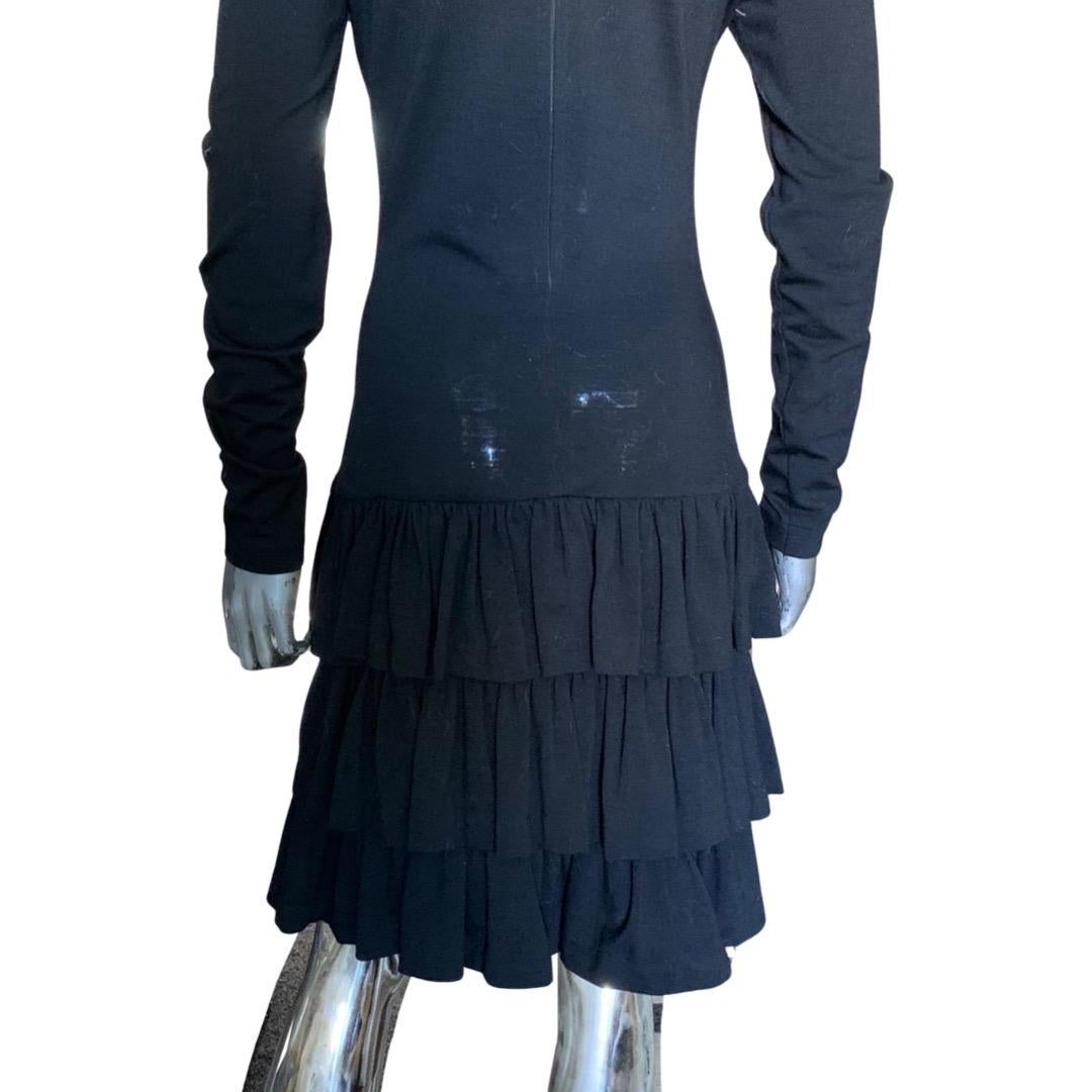 Vintage Patrick Kelly Paris Black Jersey Tiered Ruffle Dress Size 4/6 For Sale 7
