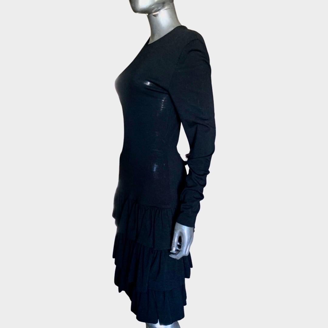 Vintage Patrick Kelly Paris Schwarzes gestuftes Jersey-Kleid mit Rüschen Größe 4/6 im Angebot 8